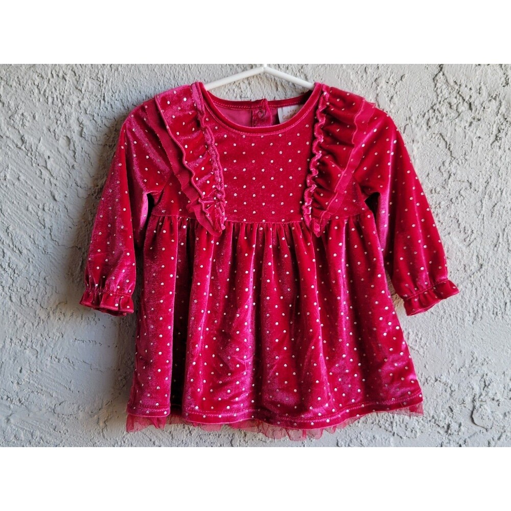 Cat & Jack Cherry Long Sleeves Dress Size 6-9 Months